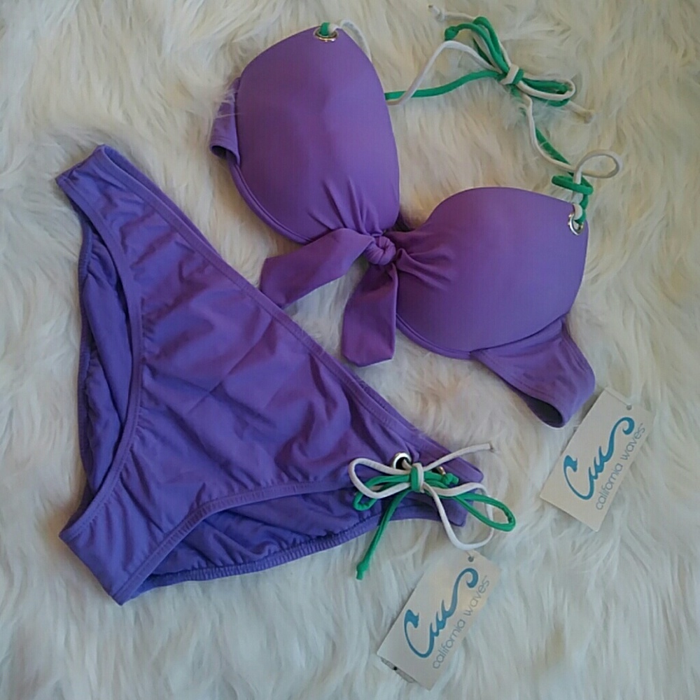 California Waves Xl Bikini Purple Green